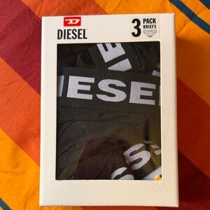 Diesel Black Briefs 3-Pack with White Logo Waistband